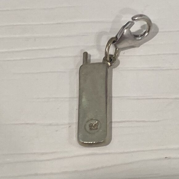 14k White Gold Cellphone Charm For Bracelet Or Necklace Lobster Clasp - Picture 3 of 7